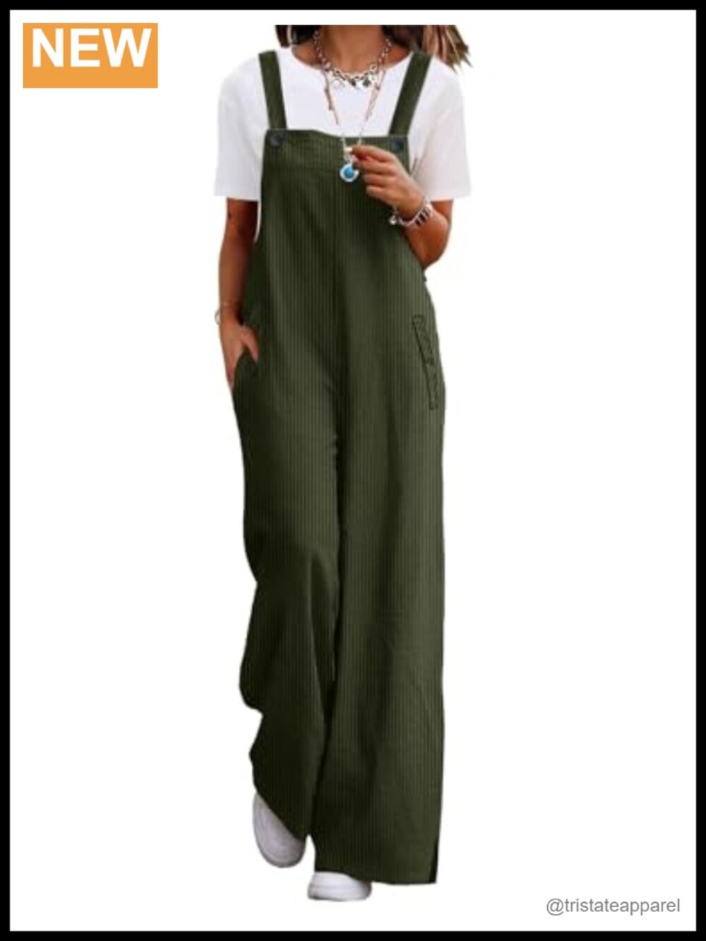 Corduroy Wide Leg Overalls for Women Loose Fit Bib Jumpsuit